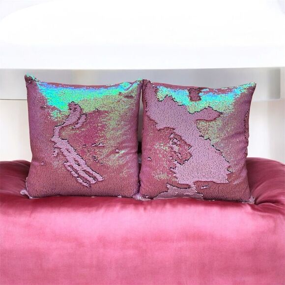 NWOT NEW Two (2) Aviva Stanoff  Sequin Blush Pink Luxury Designer Pillows - Picture 3 of 9